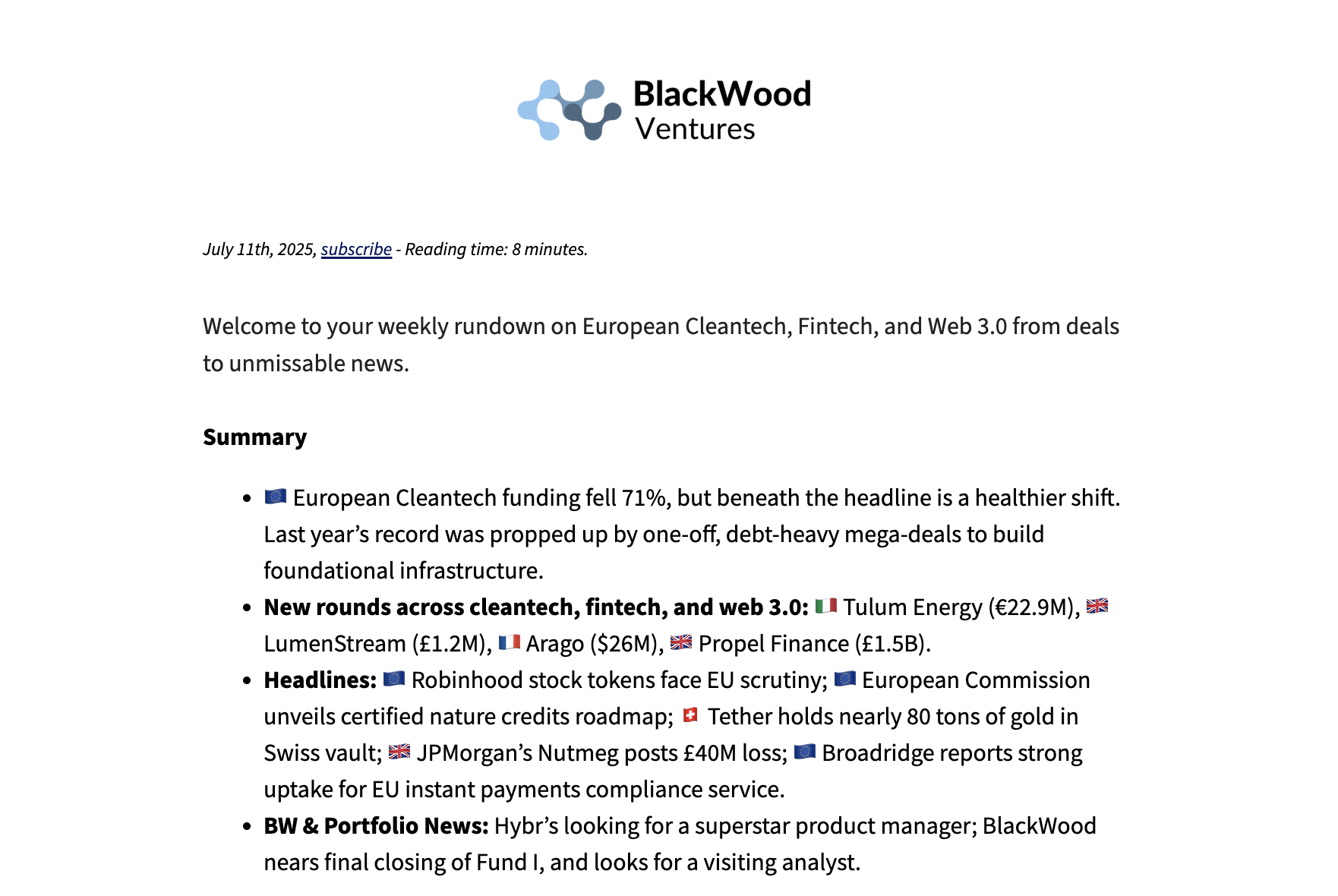 Week 28 - Industry Briefing